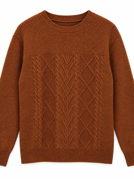 St John’S Bay Sweaters - St. John’s Bay Rust Brown Cable Knit Crewneck Sweater Size Large NEW
